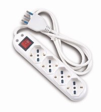 Presa Elettrica Multipla 4 uscite 10/16 A bivalenti + schuko con interruttore luminoso